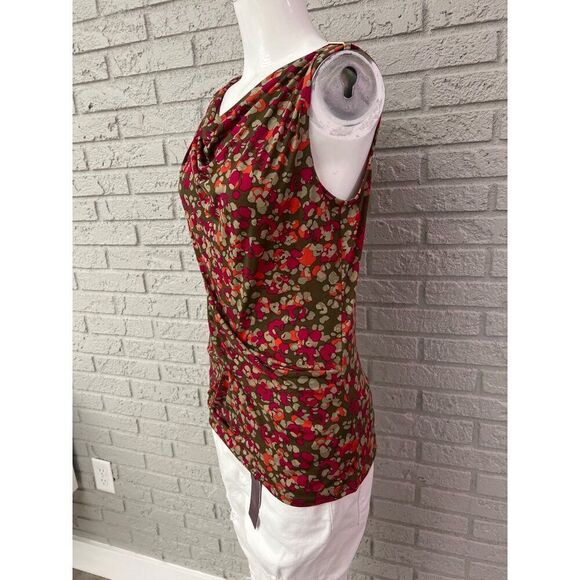 Michael Kors Women Multicolored Draped Neck Ruched Sleeveless Top Size S - Picture 3 of 11